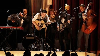 The London group Mumford & Sons perform at February's Grammy Awards in Los Angeles. AP Photo