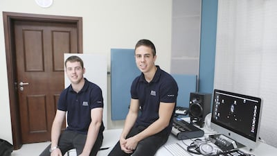 Tom Mitchell, left, and Guy Mannion at their 815 Studions in Dubai. Sarah Dea / The National