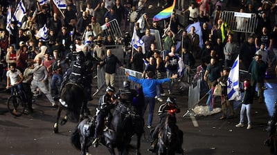 A violent scene during a rally in Tel Aviv. AFP