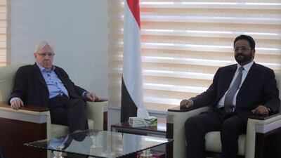 United Nations Special Envoy to Yemen Martin Griffiths, meets with the Governor of Marib, Sultan Al Arada. Reuters