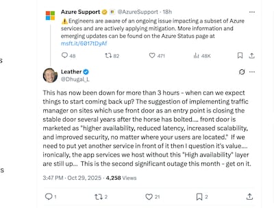 Frustration toward cloud service providers has ratcheted up in recent weeks with outages proving costly.