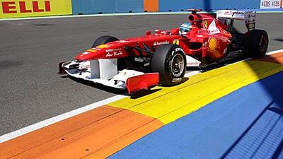 Fernando Alonso pushes his Ferrari hard during yesterday’s qualifying session. The Spaniard was only fourth quickest, with teammate Felipe Massa one place behind, and he believes the team cannot match frontrunners Red Bull for pace at present.