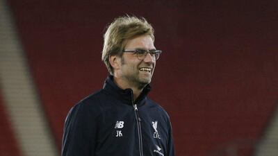 Liverpool manager Jurgen Klopp shown on Wednesday night before his team’s match against Southampton in the League Cup quarter-finals. Andrew Coulridge / Action Images / Reuters