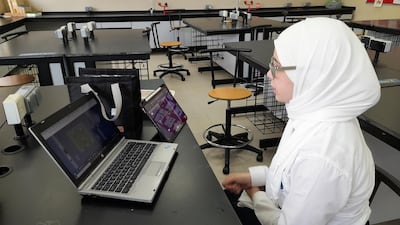 A pupil in the UAE participates in the initiative's Games for Change Game Exchange, which brings together middle and high school-aged youths from Bahrain, Israel, the UAE and the US. Photo: Games for Change