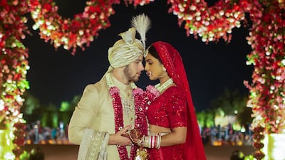 The couple shared this beautiful shot of their Hindu ceremony on Twitter and Instagram. Priyanka Chopra / Instagram