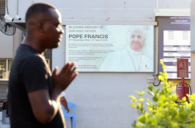 Prayers were said by worshippers at St Mary's Church in Dubai following the death of Pope Francis. Chris Whiteoak / The National