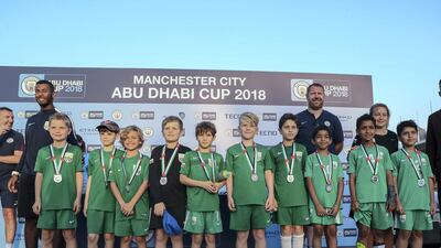 ESG Oman, the runner-up team in the U-10 tournament at the Manchester City Abu Dhabi Cup. Victor Besa / The National