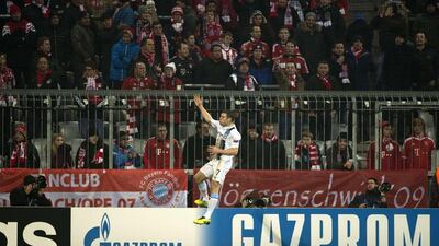 James Milner celebrates after scoring the winning goal for Manchester City against Bayern Munich on Tuesday night. John MacDougall / AFP