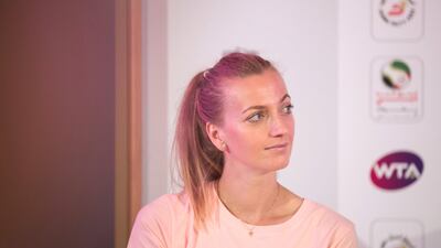 Petra Kvitova at the Dubai Duty Free Tennis Championships official draw on Saturday. Reem Mohammed / The National