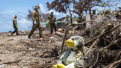 Australian Army soldiers conduct a clean-up on Atata Island, Tonga, after the Hunga Tonga-Hunga Ha’apai volcano erupted, triggering a tsunami. Photo: Commonwealth of Australia 2022, Department of Defence