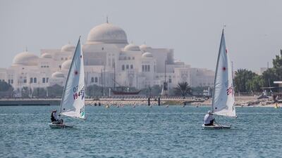 Sailors shown on Wednesday during practice ahead of the start on Thursday to the 2015 ISAF Sailing World Cup Final in Abu Dhabi. Jesus Renedo / Sailing Energy / ISAF