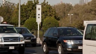 A speed camera on Al Wasl Road across from Safa Park in Dubai. The emirate is currently installing 100 new radar speed camera stations on its roads, but only 24 will have cameras in them. Antonie Robertson / The National
