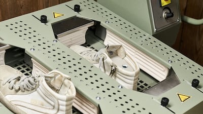 One of the machines for customising trainers at Golden Goose's in-store workshop
