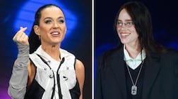 Katy Perry, left, shared a script for protesters to seek political action, while Billie Eilish called on other celebrities to speak up. Getty Images