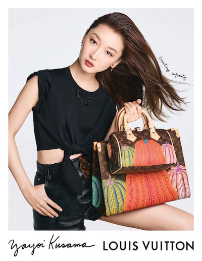 Chinese actress Zhou Dongy in the campaign for Louis Vuitton x Yayoi Kusama Drop 2 in 2023. Photo: Louis Vuitton