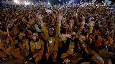 Supporters listen to the speeches of leaders. Reuters