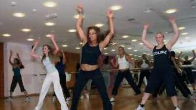 Liris Mosquera (center), a dance instructor from Columbia, teaching a Latino Cardio class at the Exhale fitness centre in Dubai on August 19, 2008.