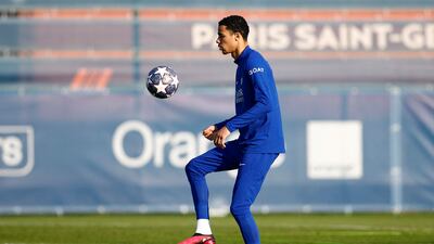 PSG's Hugo Ekitike during training. Reuters