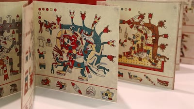 Codex Laud, a facsimile of the original, deer parchment and natural pigments. Pawan Singh / The National