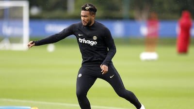 Chelsea defender Reece James during training at Cobham. PA