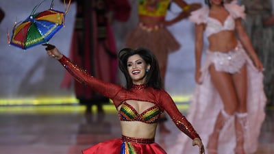 Miss Brazil Elis Coelho performs during the Miss World 2019 final in the ExCel centre in London. EPA