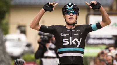 Team Sky's English rider Chris Froome celebrates his Stage 5 victory on Friday in the 68th Criterium du Dauphine. Lionel Bonaventure / AFP / June 10, 2016
