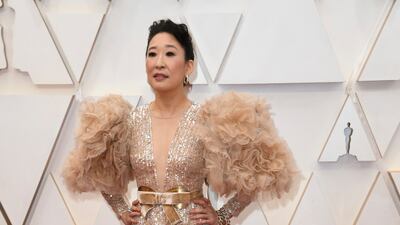 Sandra Oh in Elie Saab at the Oscars at the Dolby Theatre in Los Angeles. AP