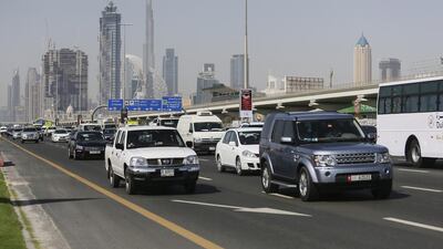 In 2013, traffic congestion cost Dubai’s economy nearly Dh3 billion in lost working hours, time and fuel. Sarah Dea / The National