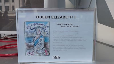 The Karl Lagerfeld store on Regent Street displays a drawing of Queen Elizabeth II, made by Lagerfeld. All photos: Sarah Maisey / The National