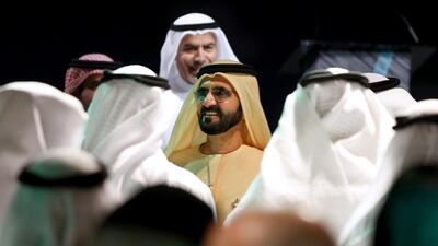 Sheikh Mohammed bin Rashid, Vice President and Ruler of Dubai, arrives to attend a ceremony to launch the Mohammed bin Rashid Global Centre for Endowment Consultancy social initiative on March 22, 2016. Karim Sahib / AFP