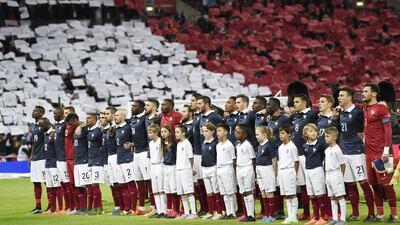 France players sing their national anthem. Facundo Arrizabalaga / EPA
