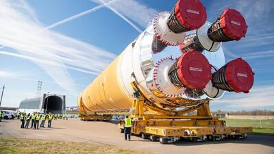 Nasa will launch a return mission to the Moon. The Space Launch System, world's most powerful rocket (pictured), will carry the Orion spacecraft into space as part of the Artemis 1 mission. Orion will orbit the Moon for several days. If successful, it will pave the way for a crewed flight to the Moon in 2023. Courtesy: Nasa