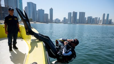 Marine crews from Sharjah Civil Defence demonstrate rapid response during a sea rescue drill in the emirate. All photos: Ahmed Ramzan / The National