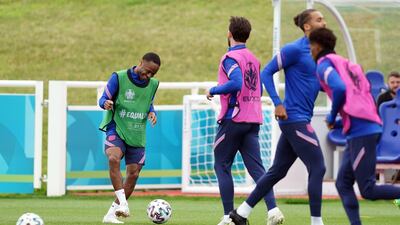 England attacker Raheem Sterling, left.