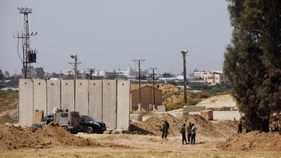 Israeli soldiers at security barrier near the border between Israel and the Gaza Strip on March 18, 2018. Amir Cohen / Reuters