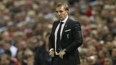 Liverpool manager Brendan Rodgers shown on Thursday night during his team's 1-1 draw with FC Sion in the Europa League. Phil Noble / Reuters / October 1, 2015