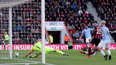 Mahrez scores the match's only goal past Boruc. Getty Images