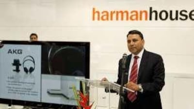 Dinesh Paliwal, chairman of Harman International at the new electronics store at Dubai Mall, which officially opened yesterday.