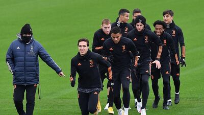 Juventus train ahead of their match against Barca. EPA