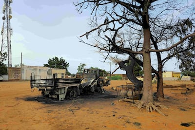 The wreckage of a lorry after the Rapid Support Forces attacked a city in Kordofan state. AFP