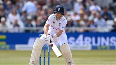 NOTTINGHAM, ENGLAND - JUNE 13: England batsman Joe Root plays a ramp shot off the bowling of Tim Southee during day four of the Second Test match between England and New Zealand at Trent Bridge on June 13, 2022 in Nottingham, England. (Photo by Stu Forster / Getty Images)