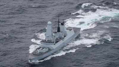 HMS Diamond in the Red Sea after more than half of UK export businesses reported they had been affected by disruption to shipping in the region since the war in Gaza broke out. AP