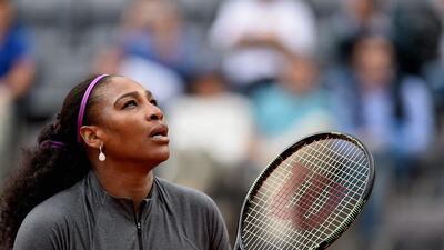 Serena Williams of the United States reacts during her match against Christina Mchale of the United States during their match at the Italian Open. Dennis Grombkowski / Getty Images