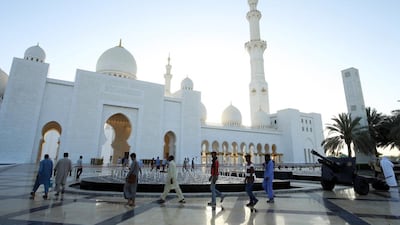The Sheikh Zayed Grand Mosque in Abu Dhabi. Al Isra Wa Al Miraj will fall on Wednesday but it will not be marked with a public holiday in the UAE this year. Chris Whiteoak for The National