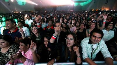 The crowd at the Bollywood Night concert during Dubai Music Week. Pawan Singh / The National