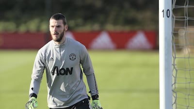 David de Gea of Manchester United trains on the eve of the Champions League match against Istanbul Basaksehir. Getty