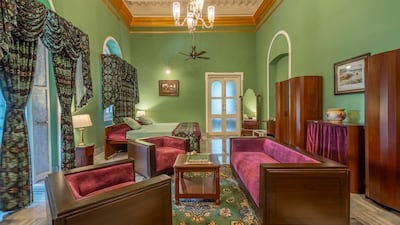 Jewel tones and vintage furniture dominate in the rooms. All photos: The Belgadia Palace
