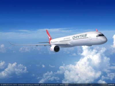 A computer rendering of the Airbus A350, which could operate Project Sunrise in the future. Courtesy Qantas.