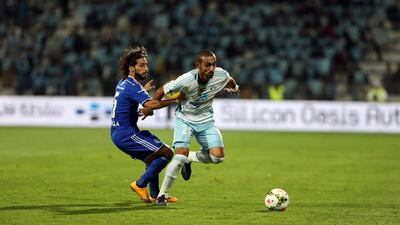 Friday night’s Arabian Gulf Cup semi-final was a close one between Al Nasr, in blue, and Baniyas. Ihsan Naji / Al Ittihad