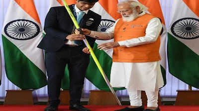 The Javelin that gave India its first Gold Medal in Olympics 2020 is not for sale. Courtesy PM Mementos